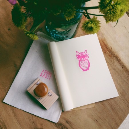 art deco owl stamp